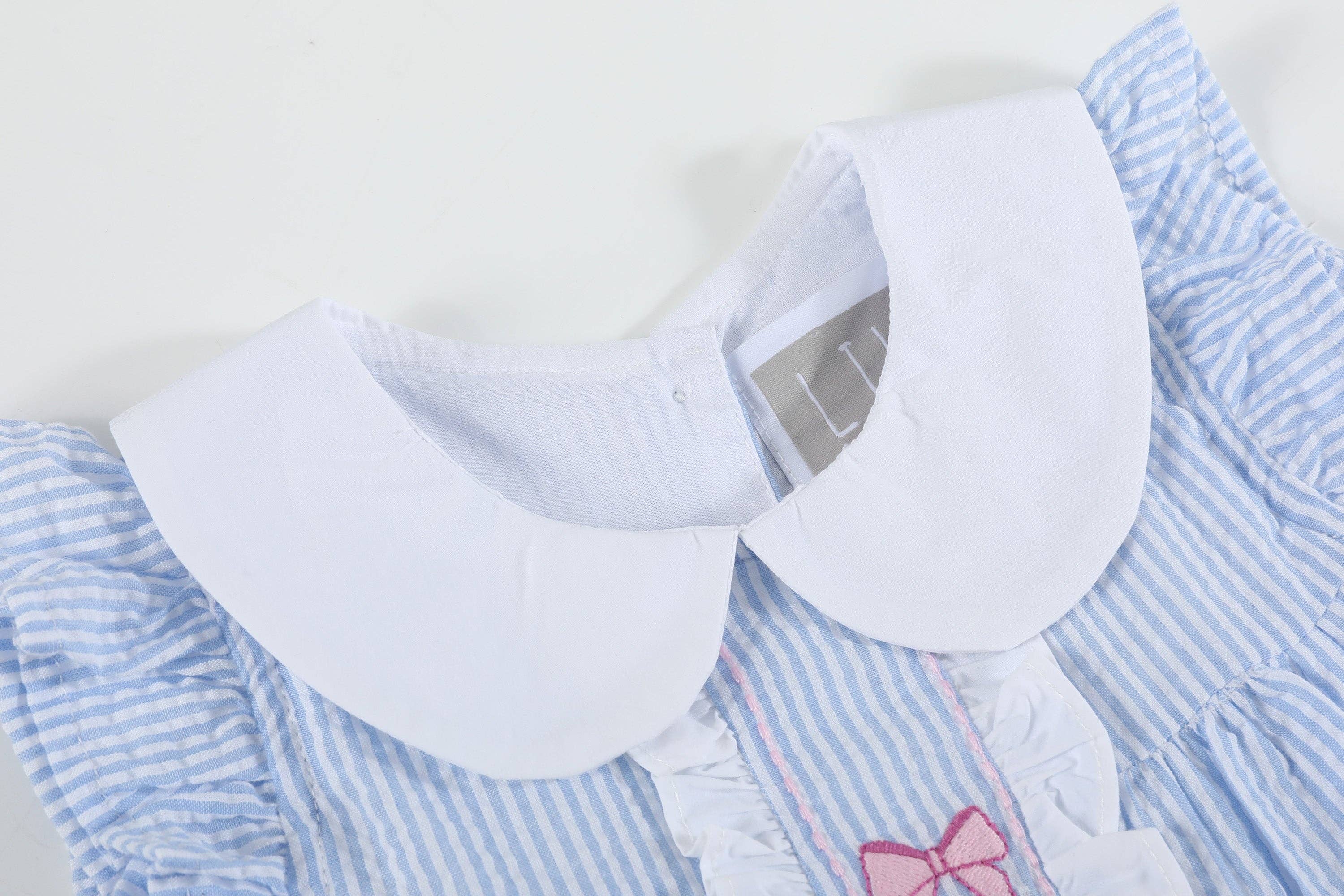 The Celia - Blue and Pink Bow Ruffle Dress