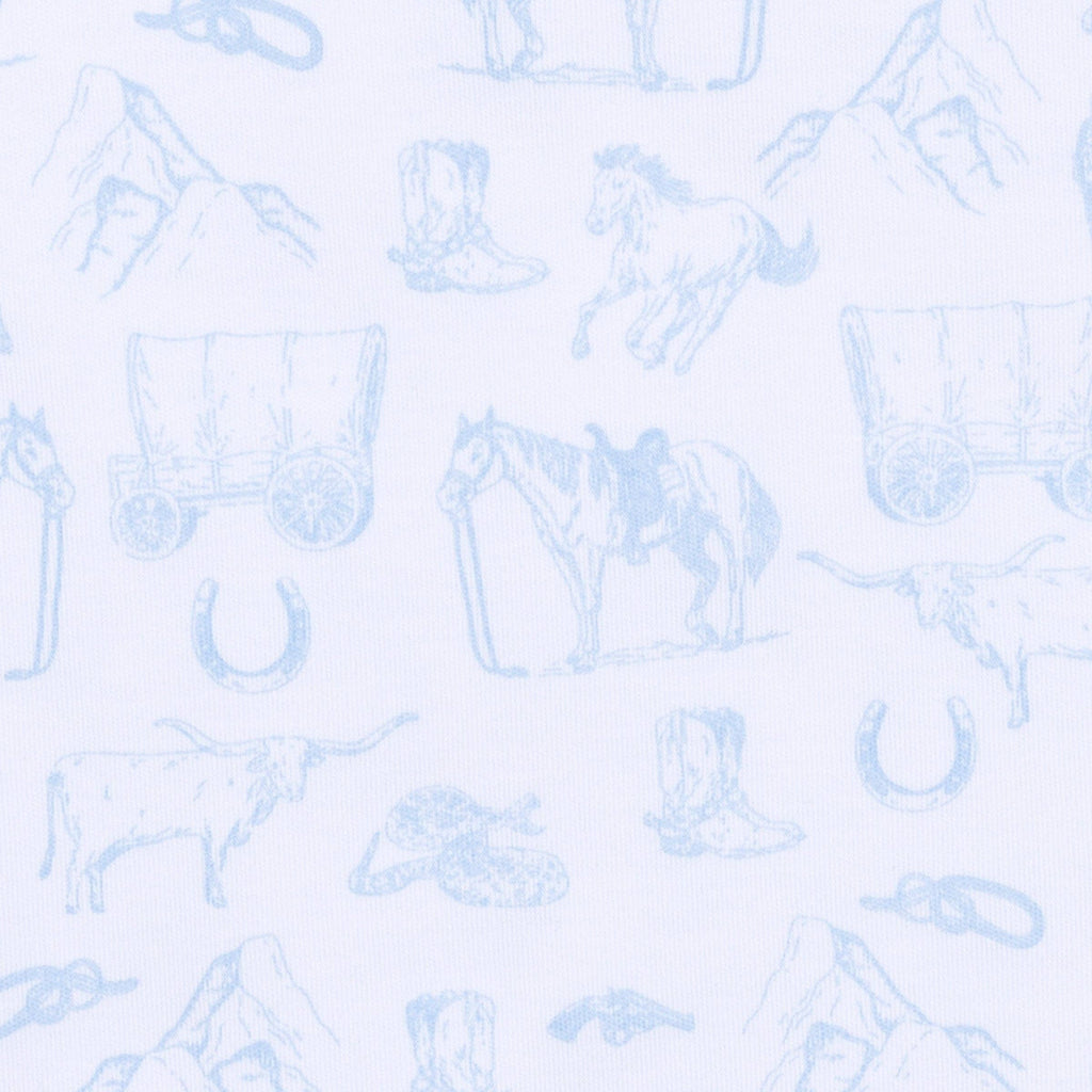 Wild West Toile Burp Cloth - Light Blue