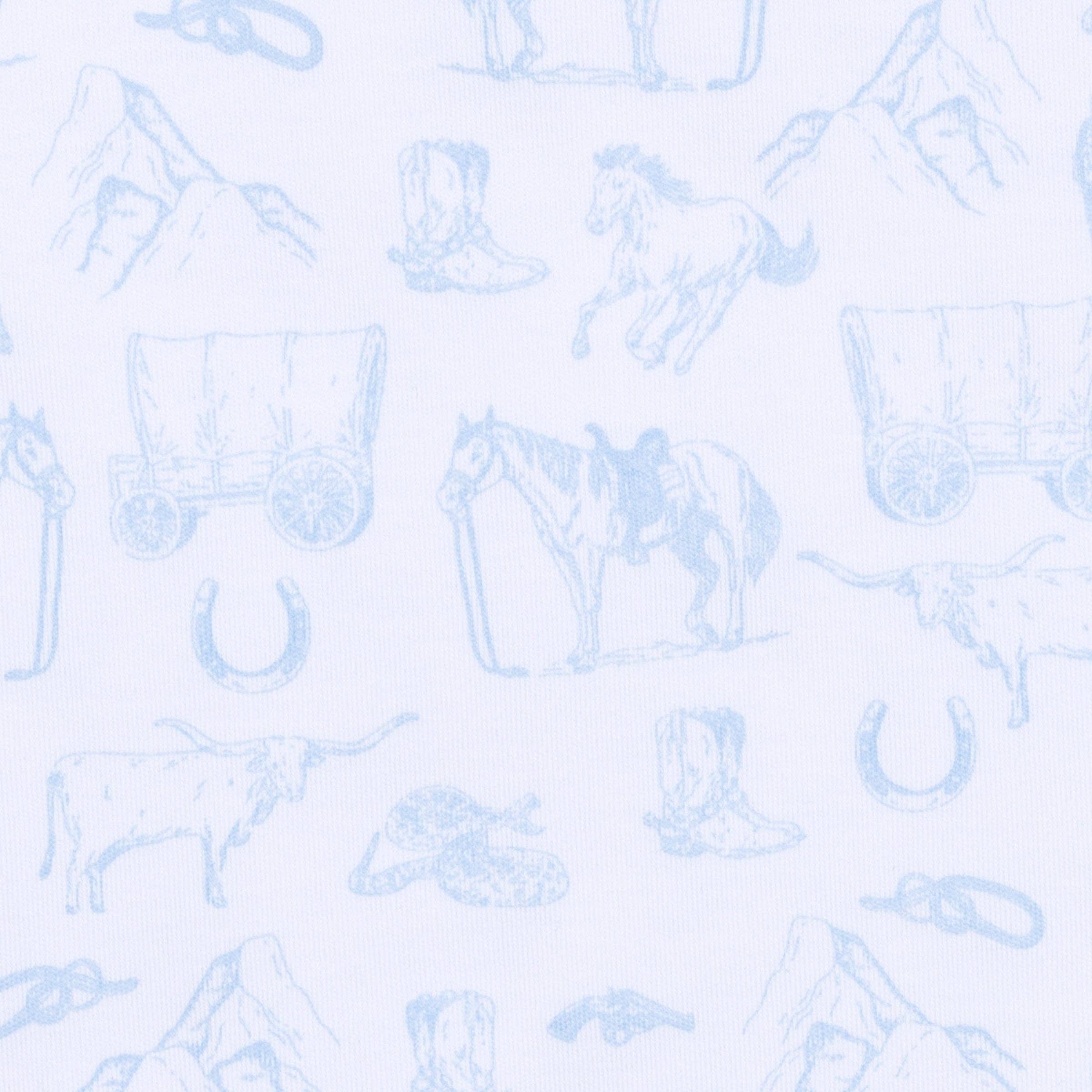 Wild West Toile Diaper Cover Set - Light Blue