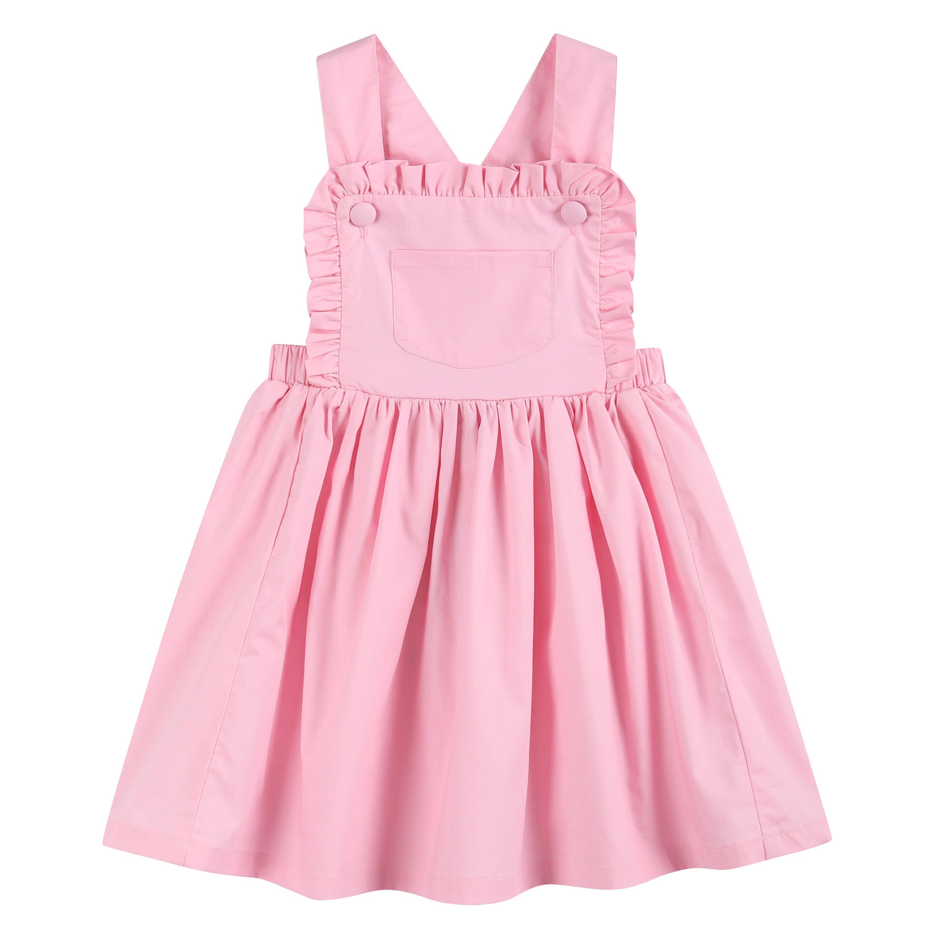 The Bridget - Light Pink Ruffle Pinafore Jumper Dress