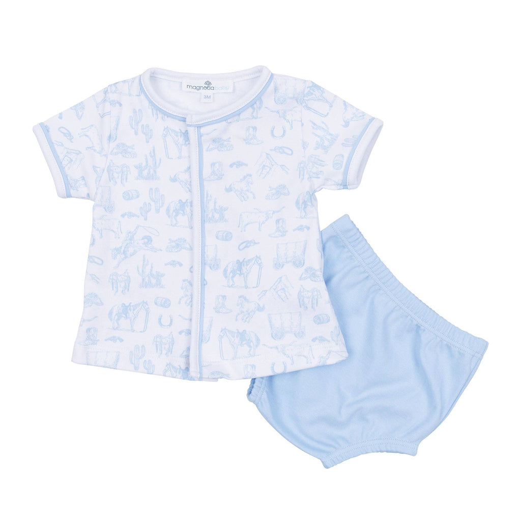 Wild West Toile Diaper Cover Set - Light Blue