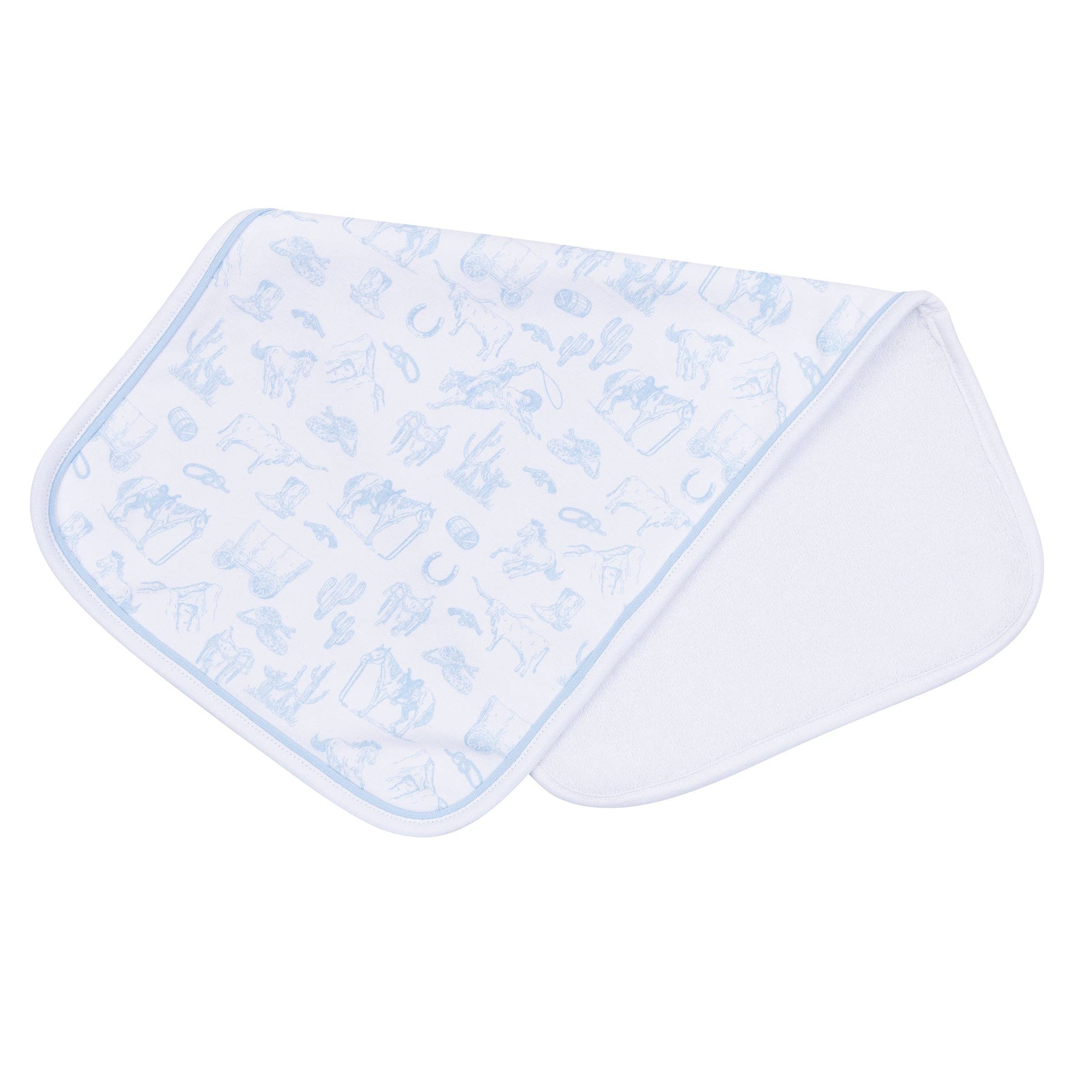 Wild West Toile Burp Cloth - Light Blue