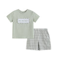 Misty Blue Big Brother Smocked Shirt and Shorts Set