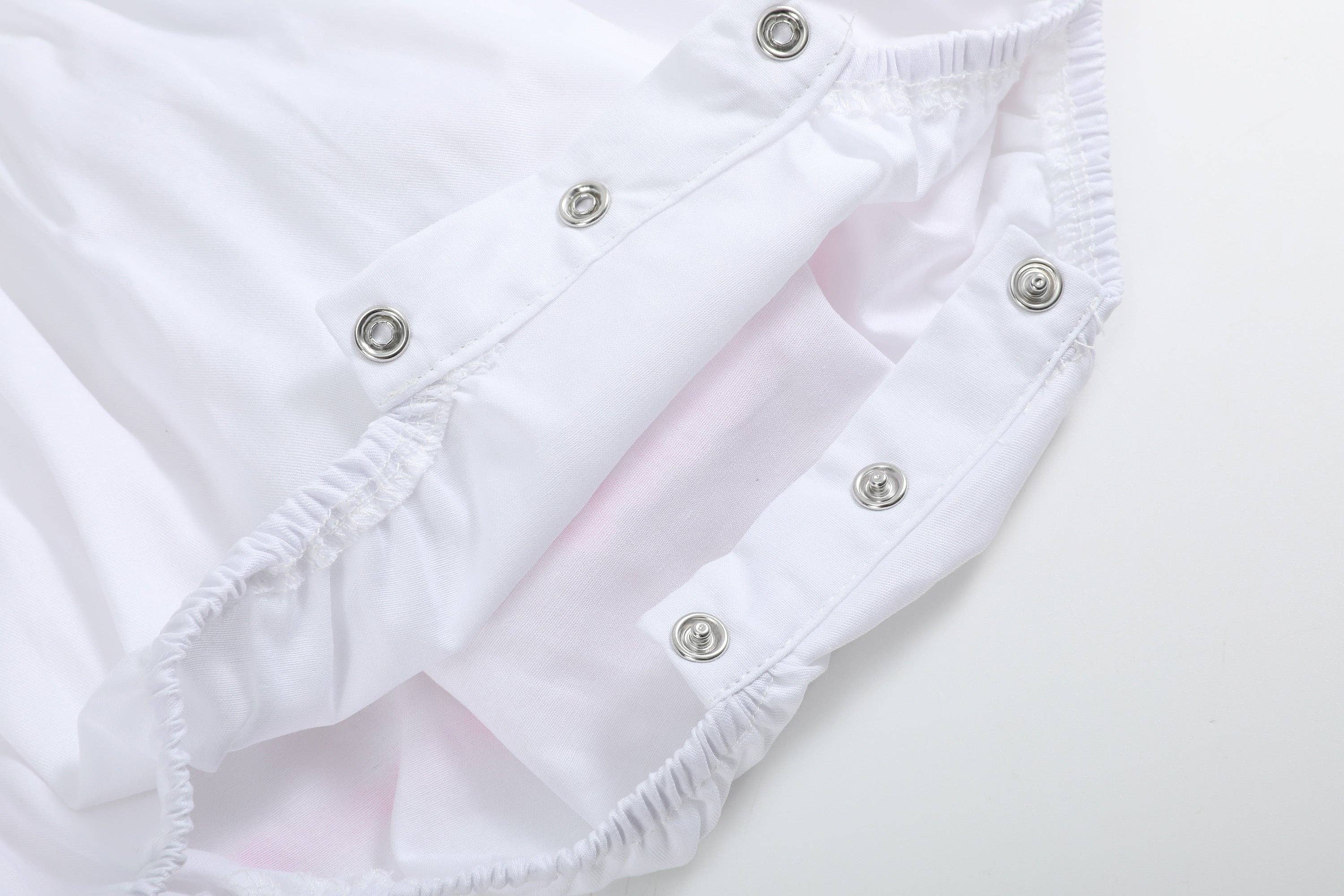 The Mila - White and Pink Bows Smocked Ruffle Romper