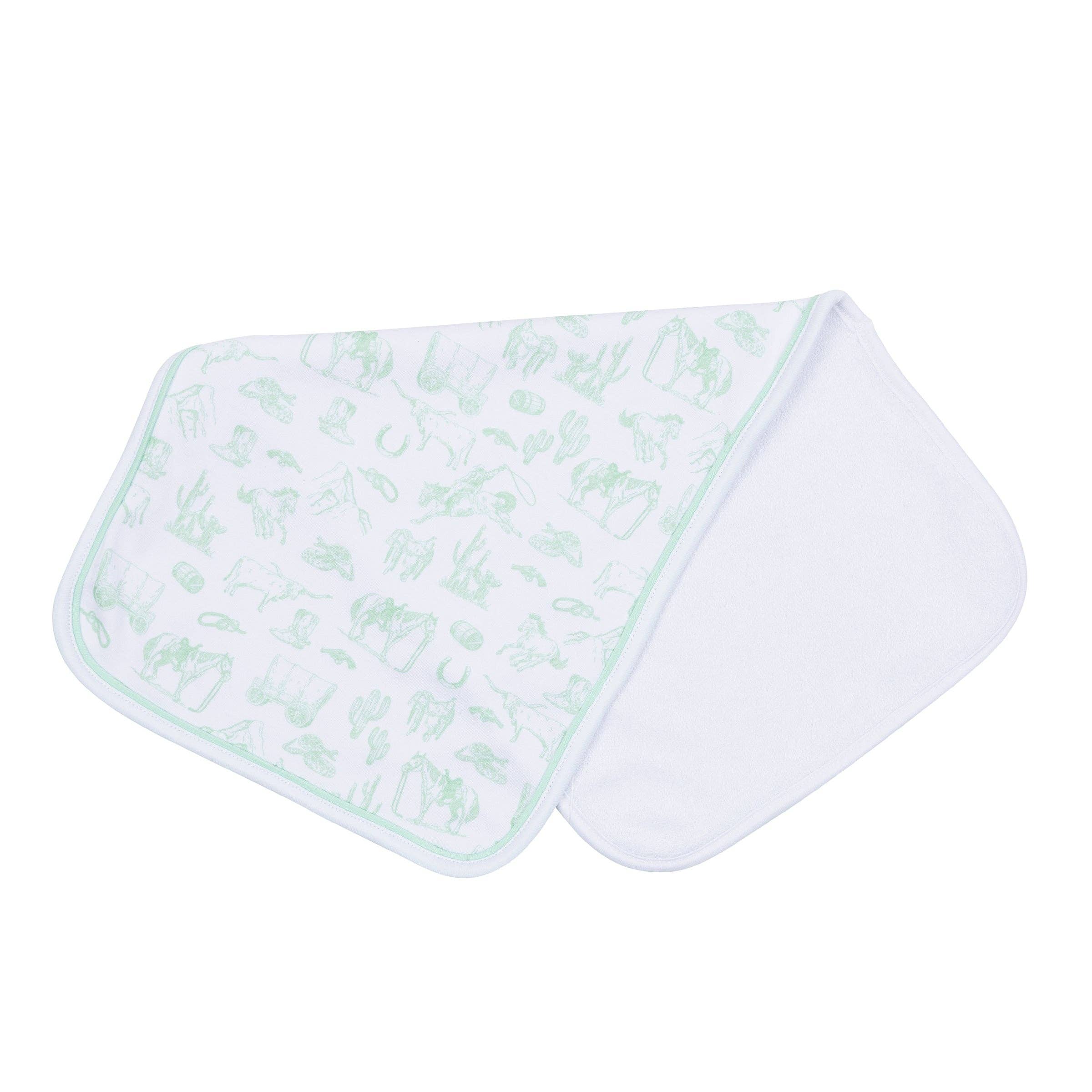 Wild West Toile Burp Cloth - Celery