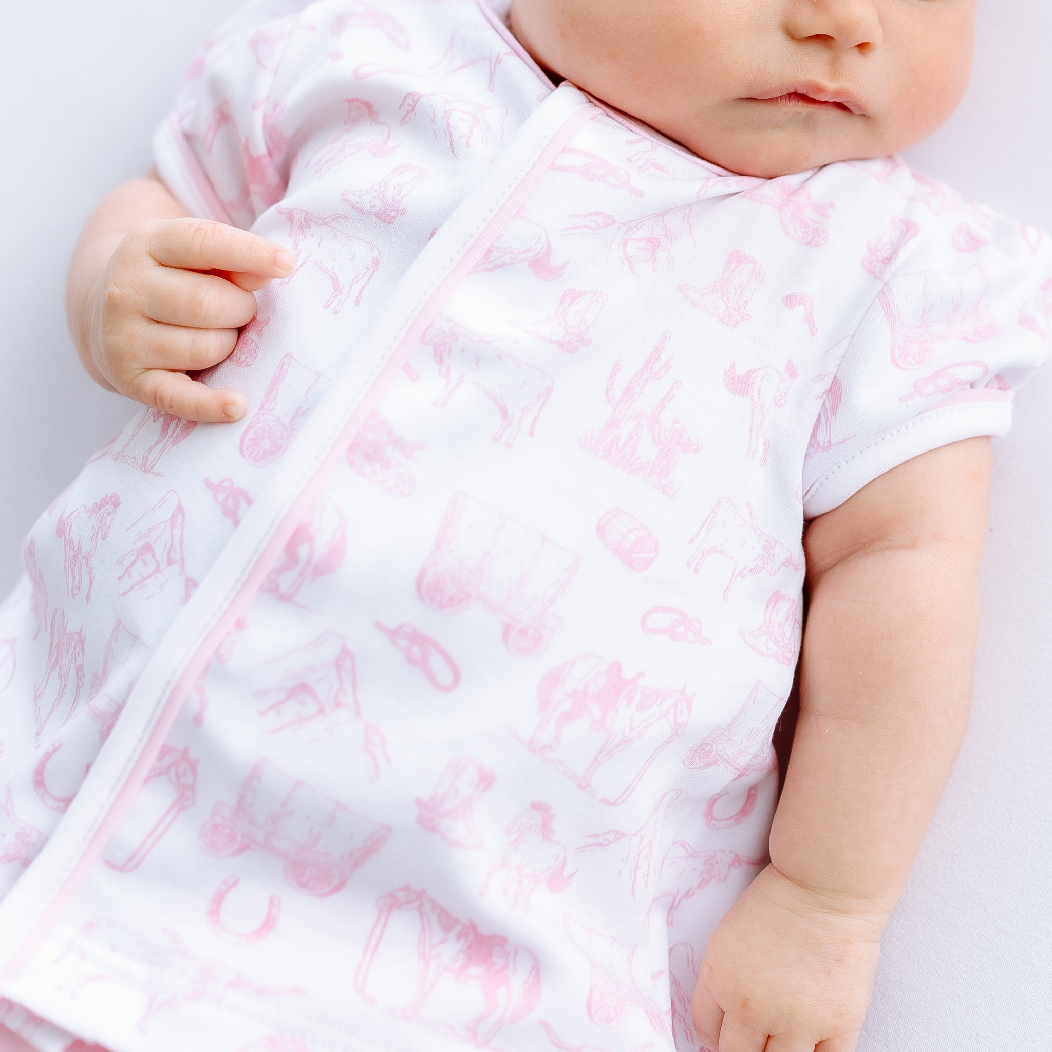 Wild West Toile Ruffle Diaper Cover Set - Pink