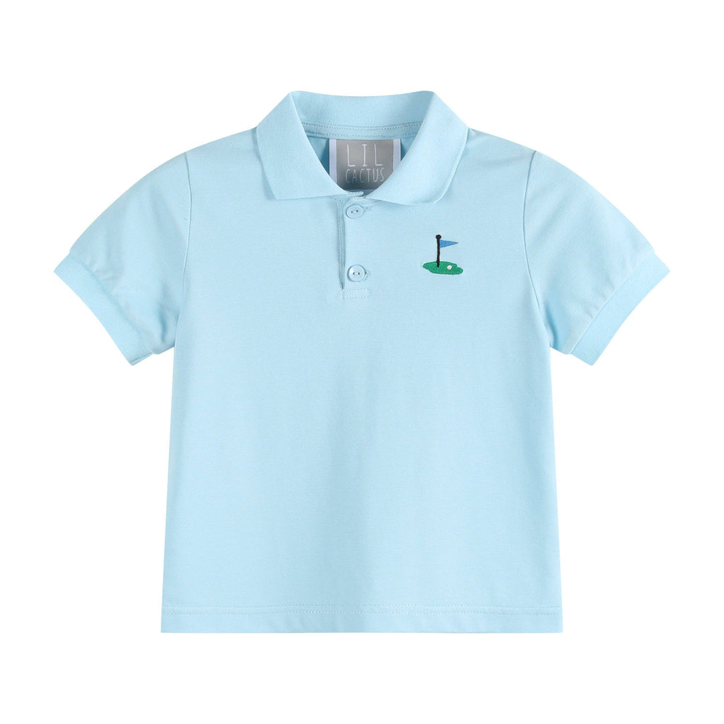 The Scottie - Light Blue Golf Hole Polo Shirt