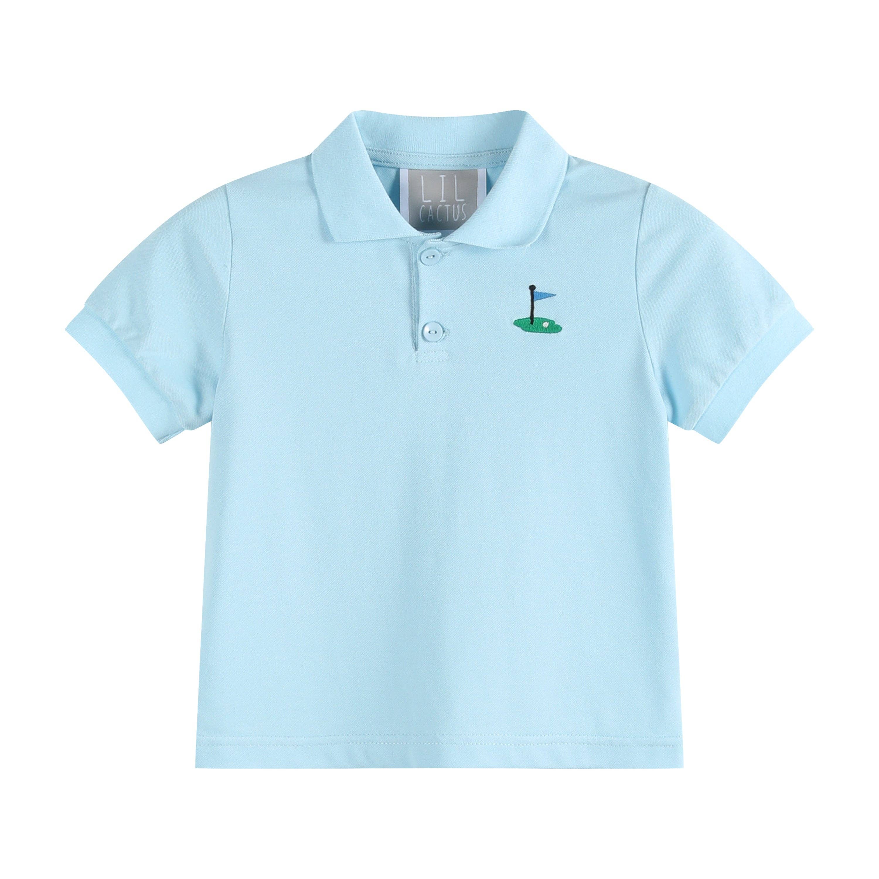 The Scottie - Light Blue Golf Hole Polo Shirt