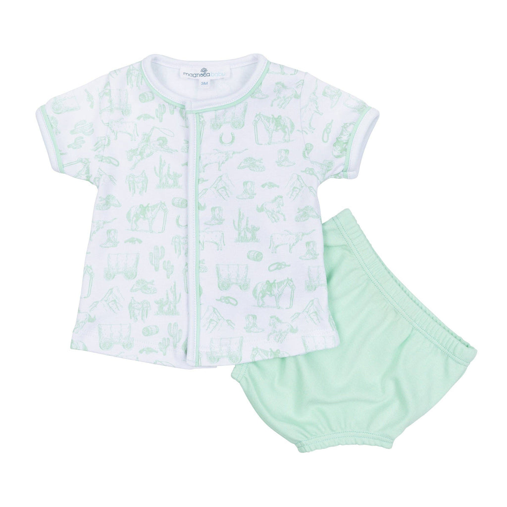Wild West Toile Diaper Cover Set - Celery