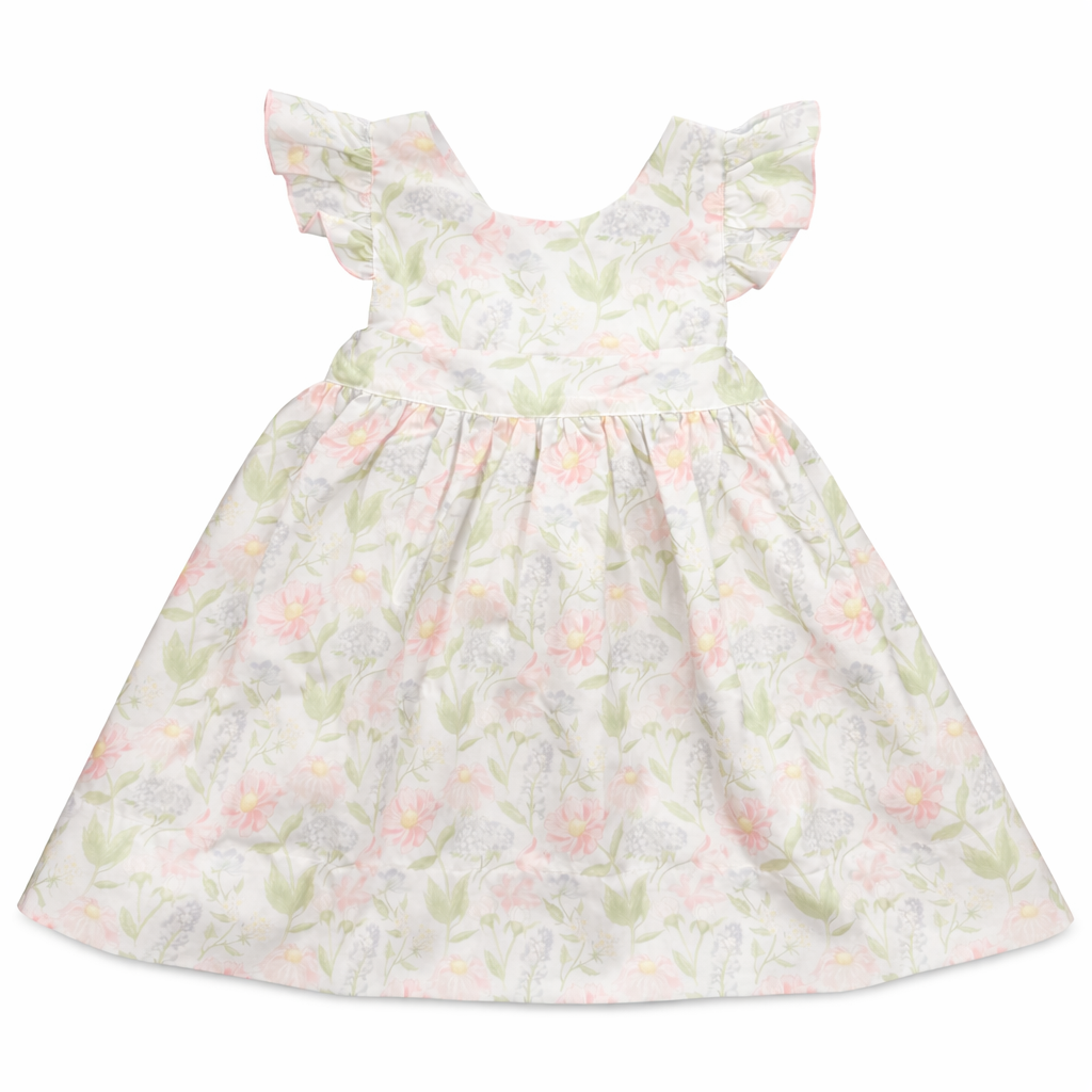 The Lilah - Bow Back Dress Pink & Purple Floral