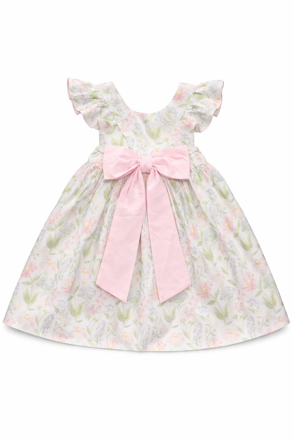 The Lilah - Bow Back Dress Pink & Purple Floral