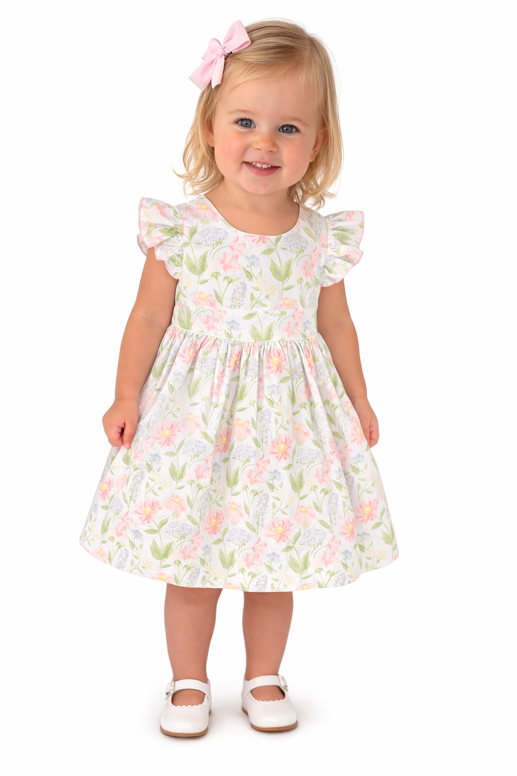 The Lilah - Bow Back Dress Pink & Purple Floral