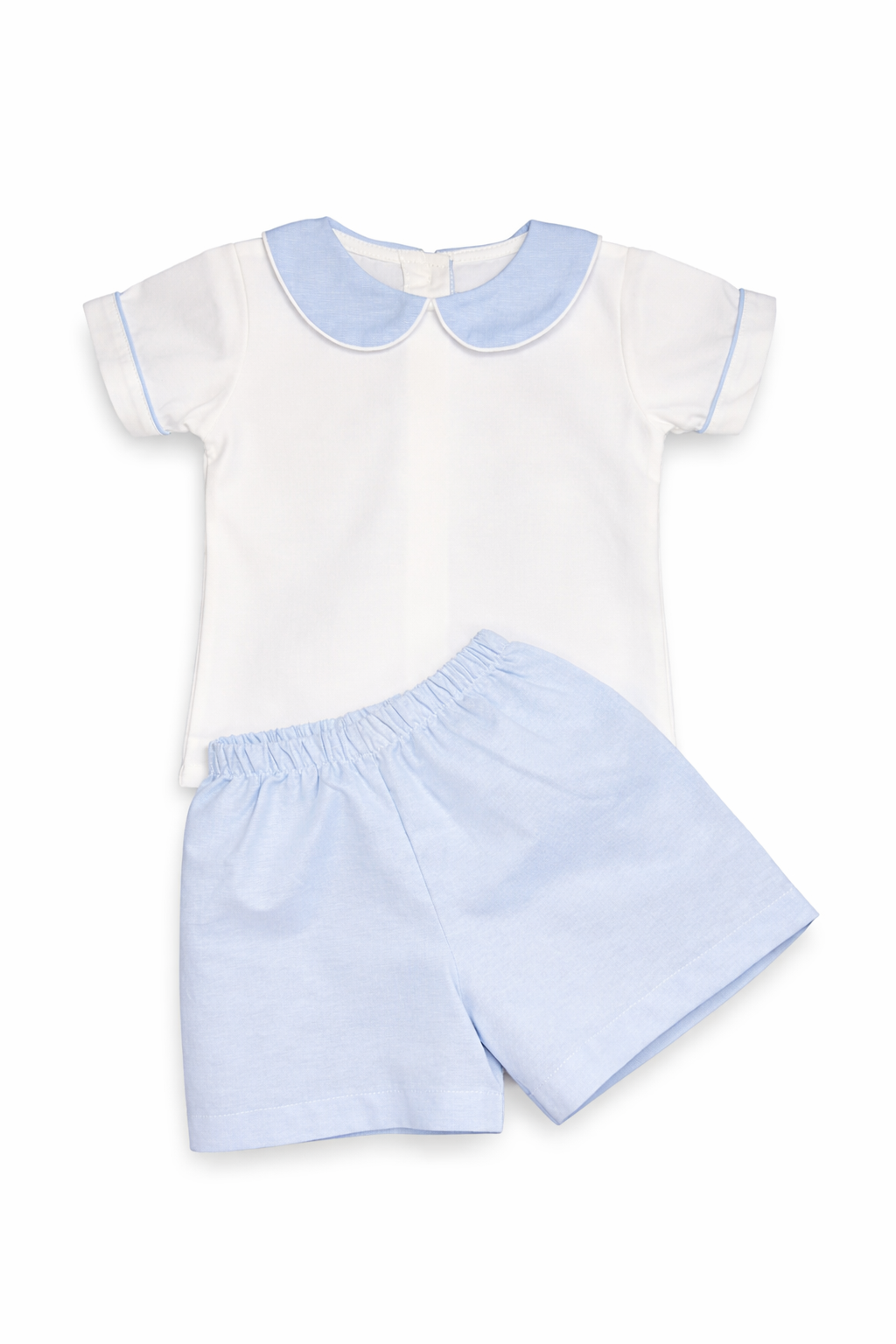 The Bennett - White & Blue Chambray Boy Short Set