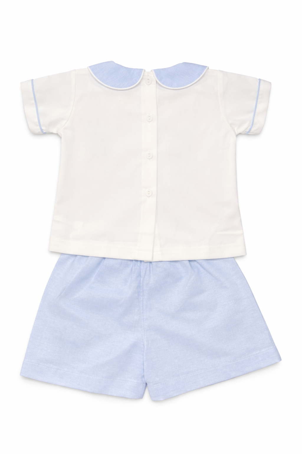 The Bennett - White & Blue Chambray Boy Short Set