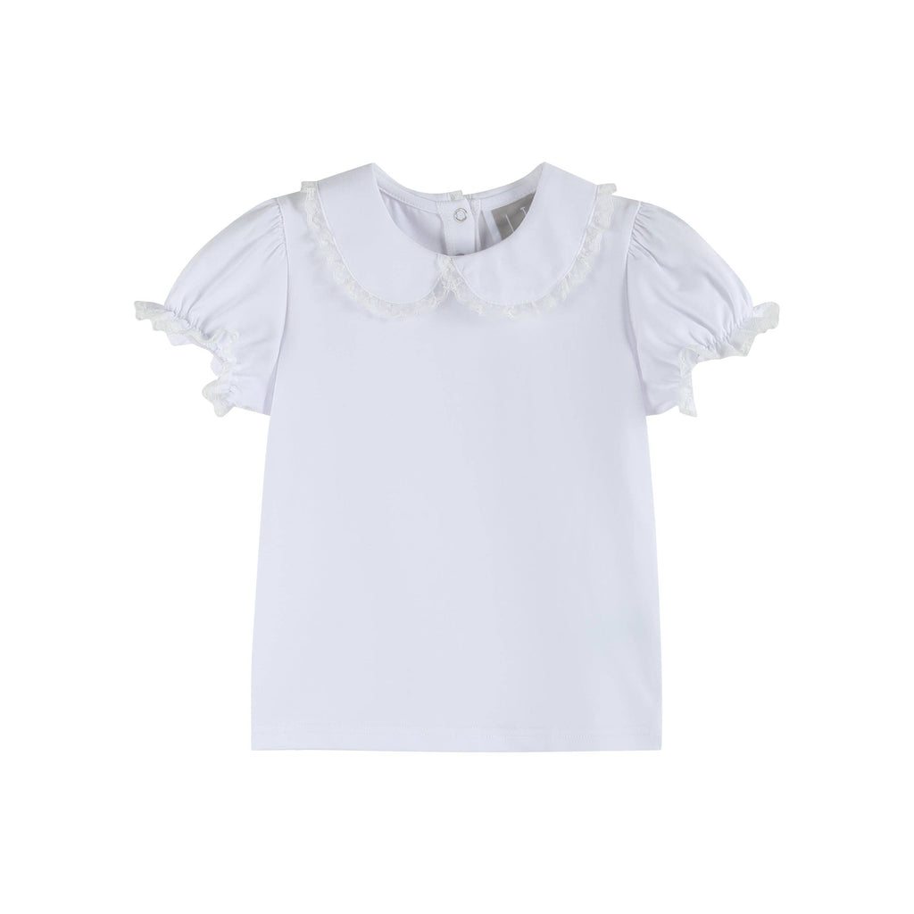 Classic White Peter Pan Laced Collar Blouse