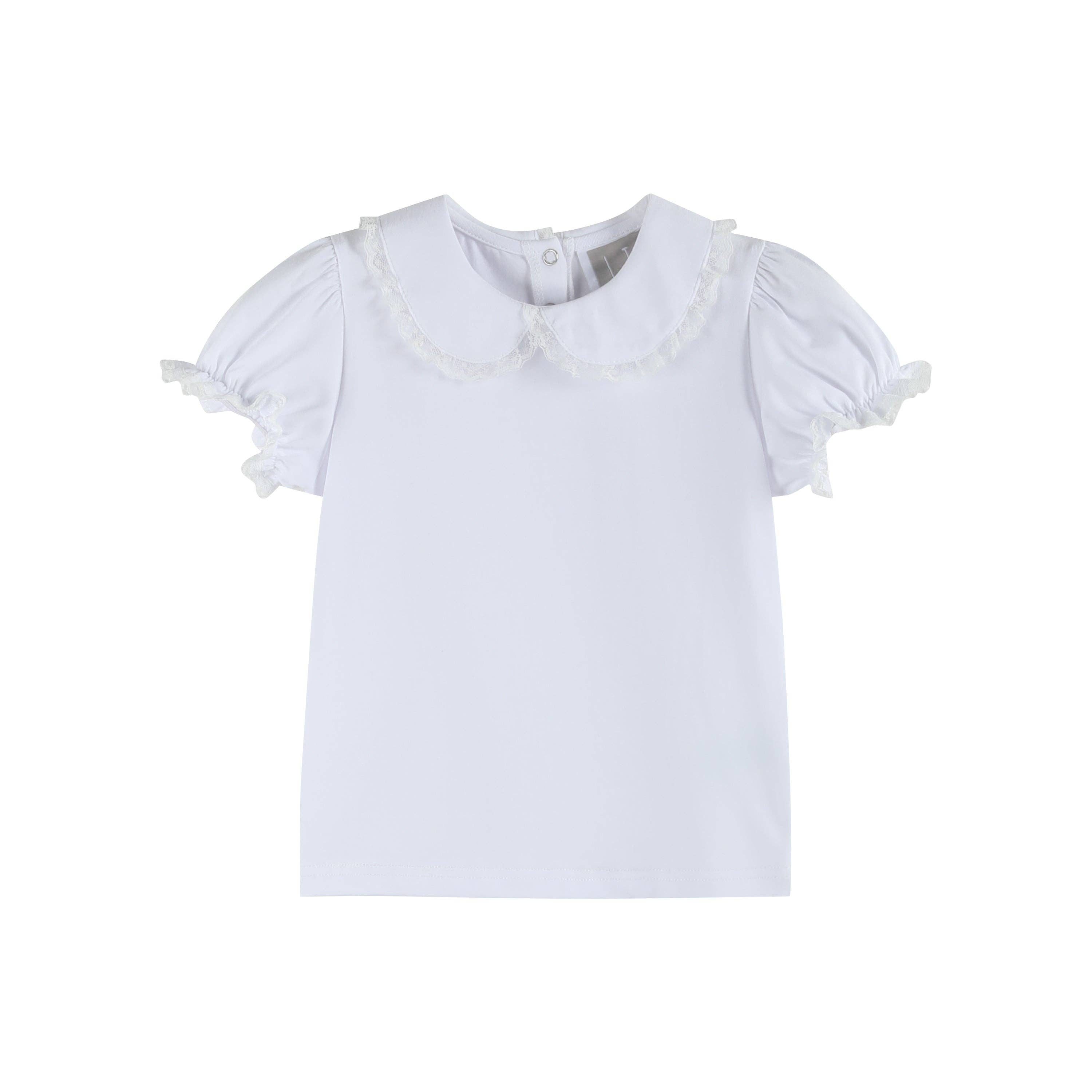 Classic White Peter Pan Laced Collar Blouse