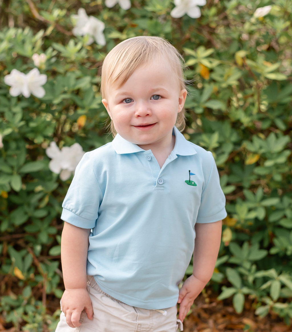 The Scottie - Light Blue Golf Hole Polo Shirt