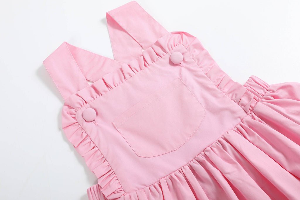 The Bridget - Light Pink Ruffle Pinafore Jumper Dress