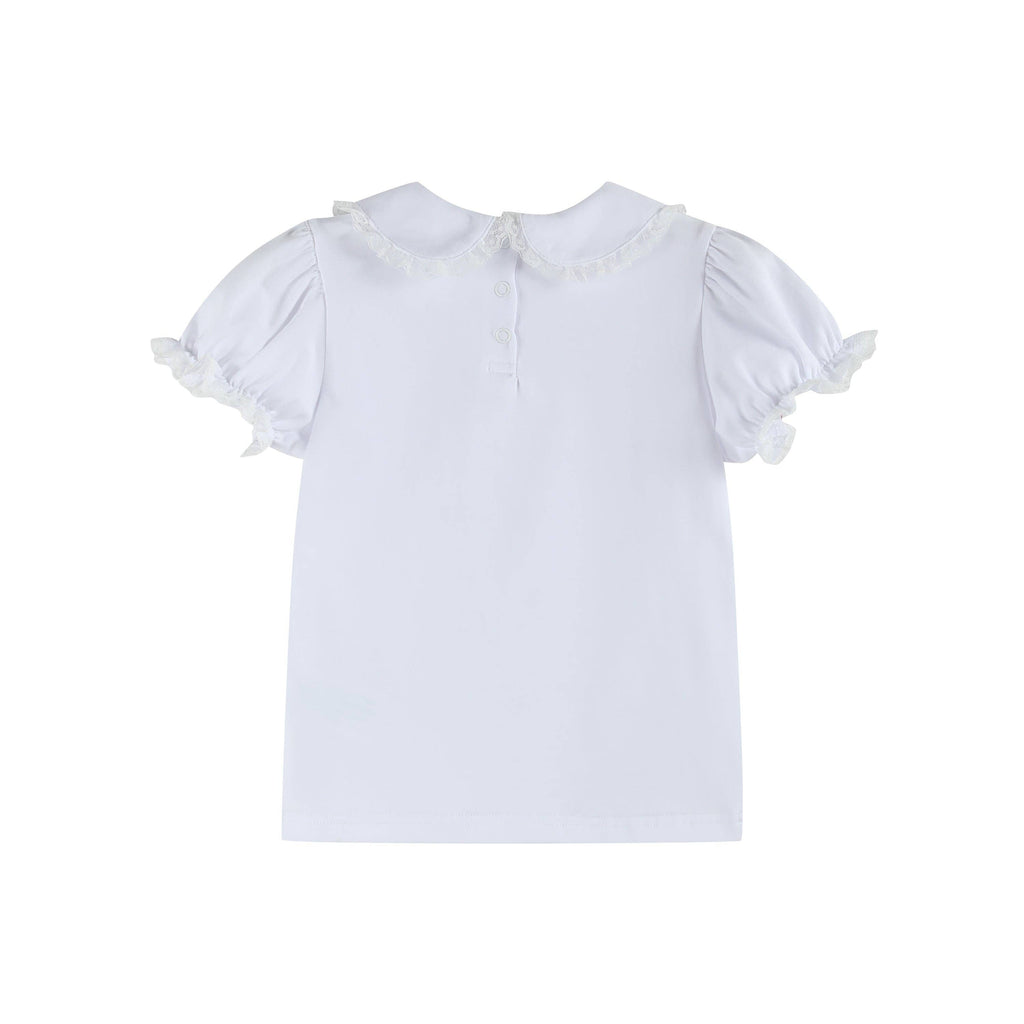 Classic White Peter Pan Laced Collar Blouse