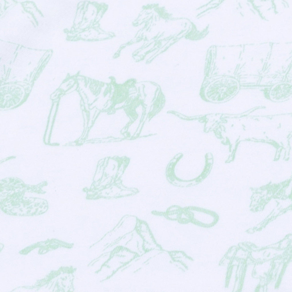 Wild West Toile Burp Cloth - Celery