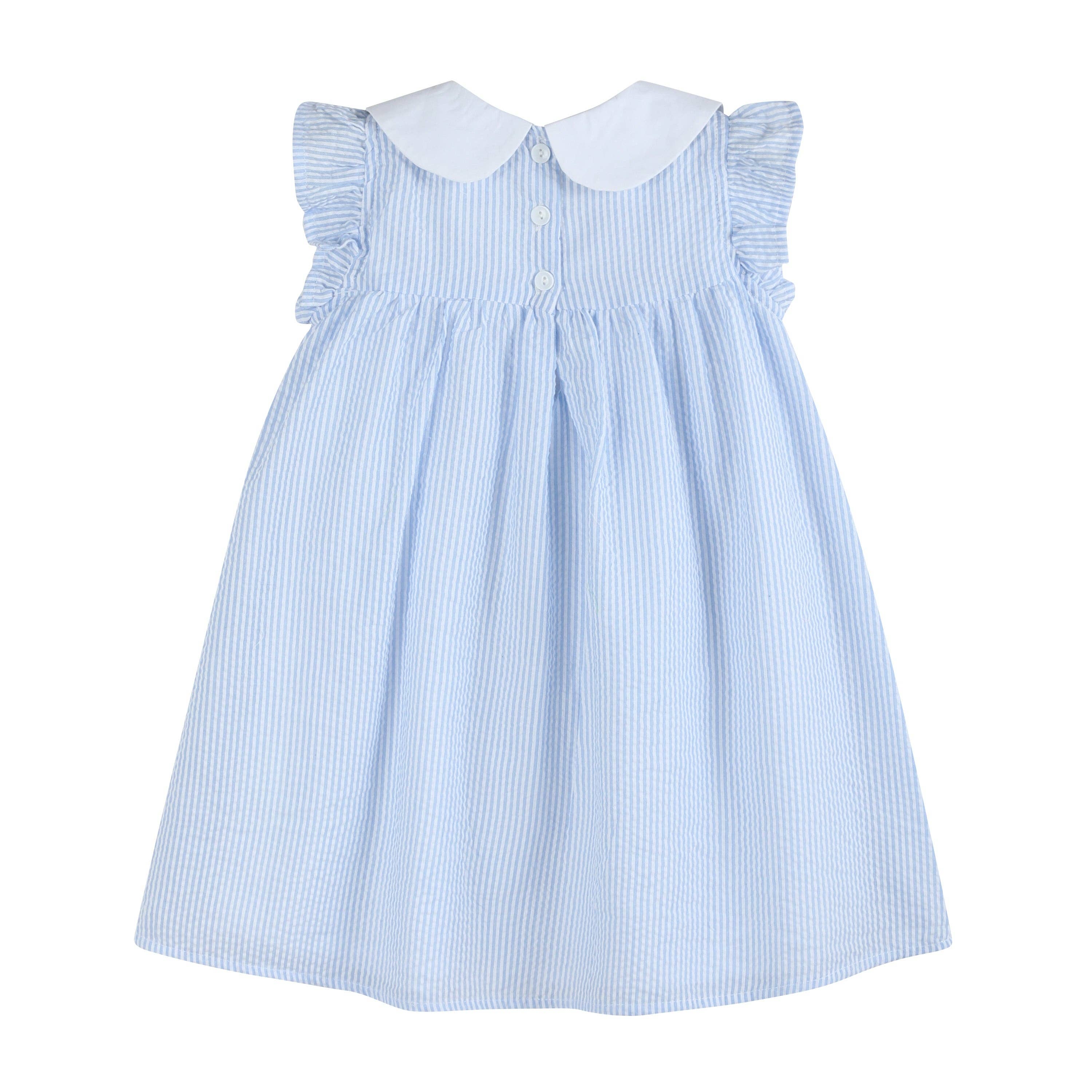 The Celia - Blue and Pink Bow Ruffle Dress