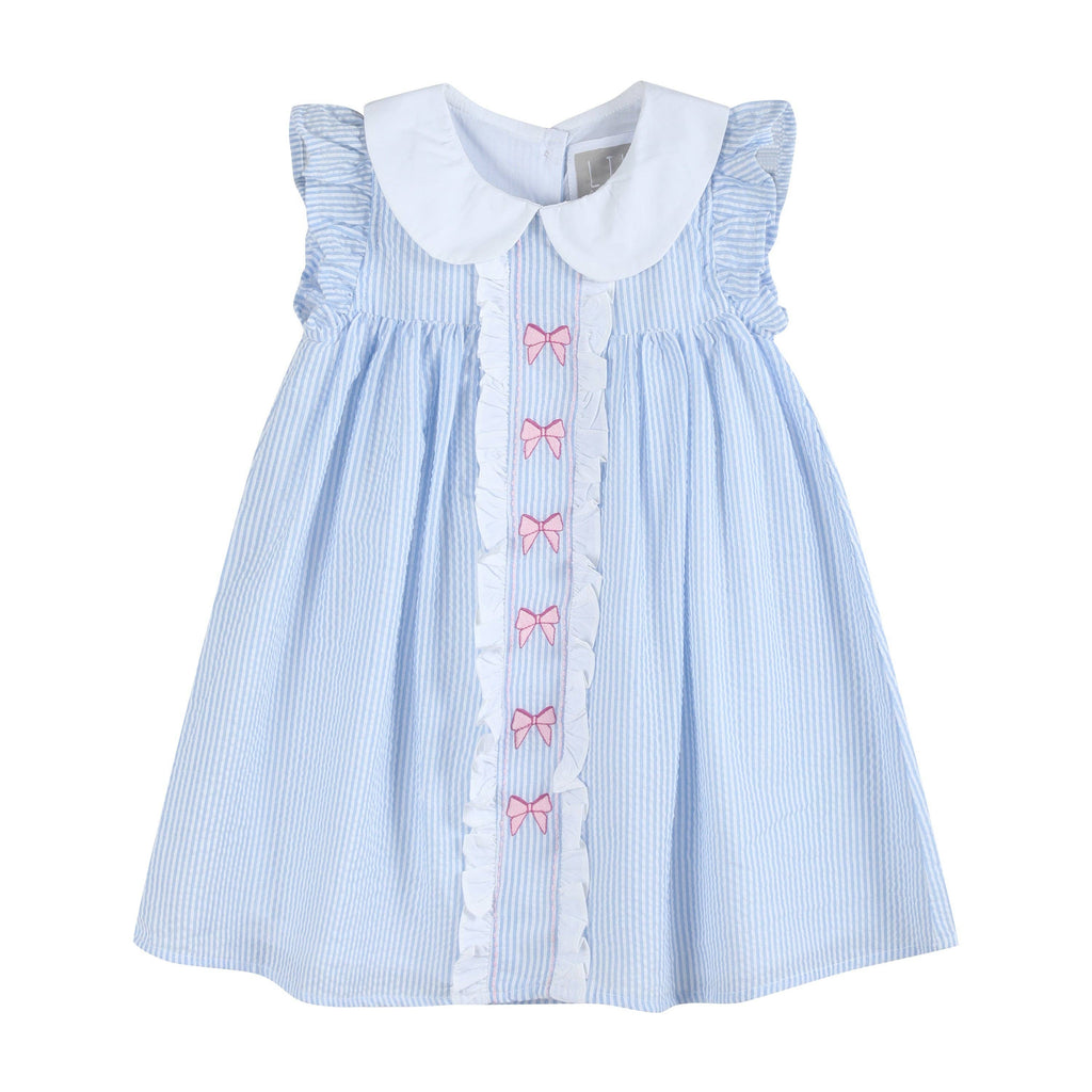The Celia - Blue and Pink Bow Ruffle Dress