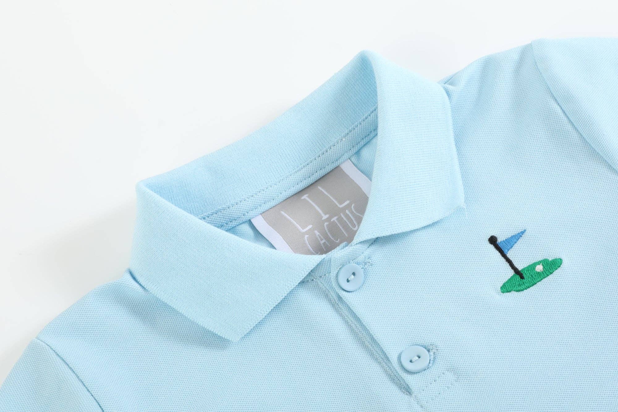 The Scottie - Light Blue Golf Hole Polo Shirt