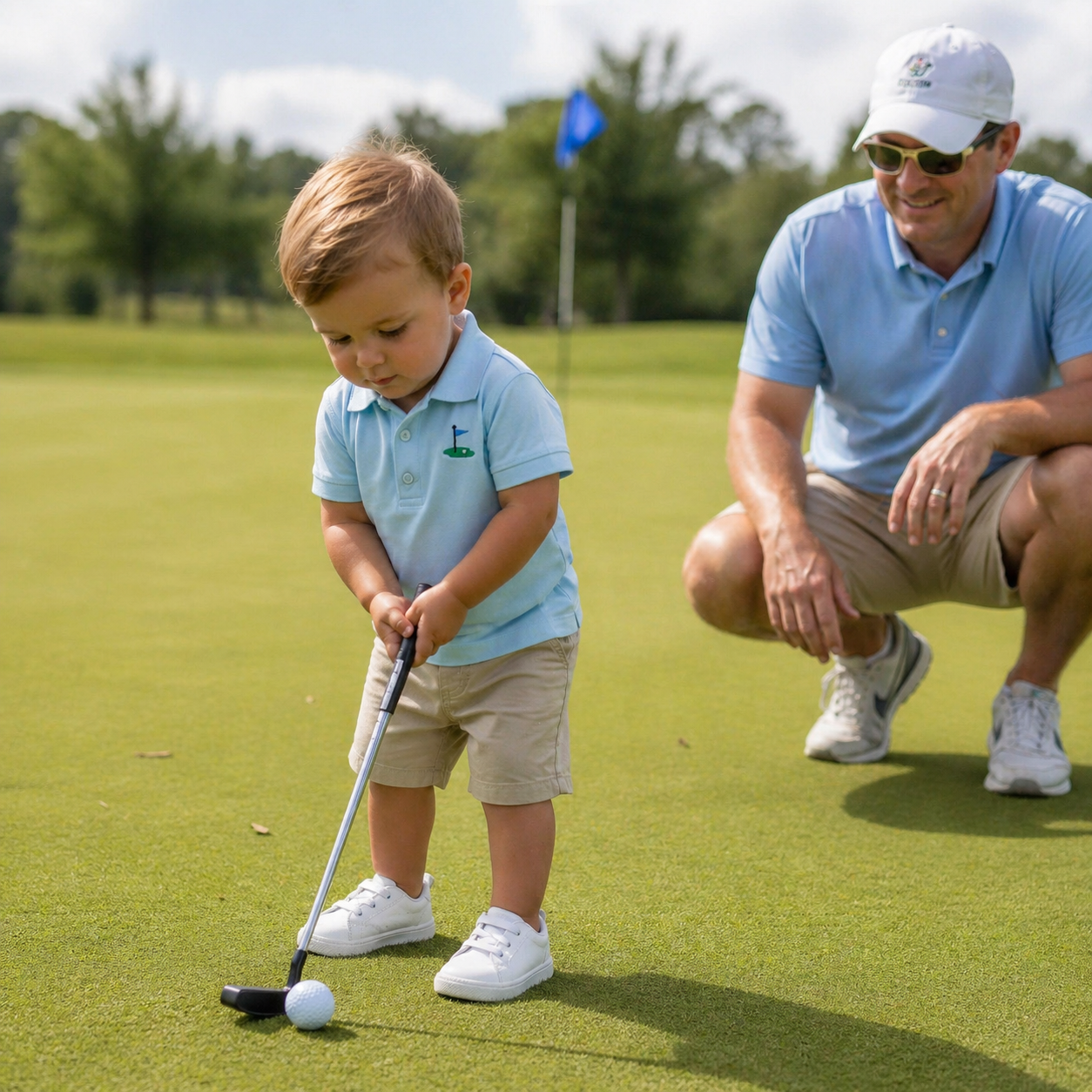 The Scottie - Light Blue Golf Hole Polo Shirt