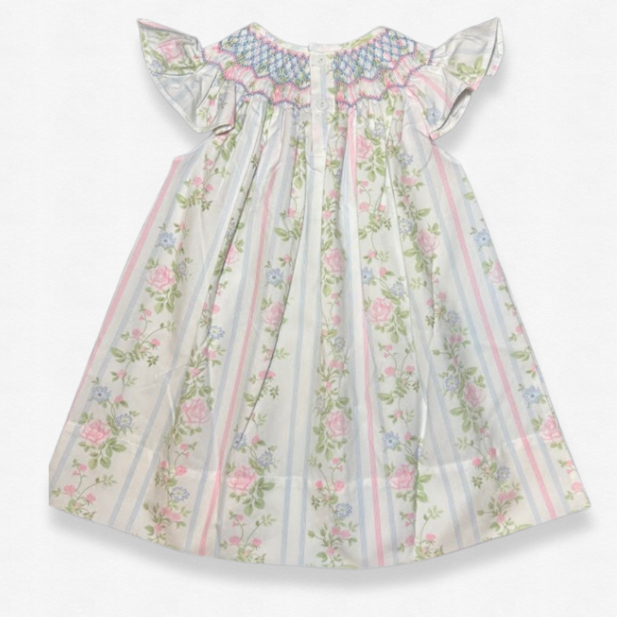 The Valerie Flower Vine Printed Hand Smocked Dress